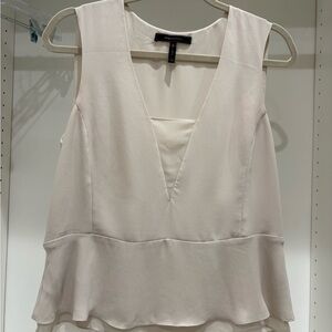 BCBGMaxAzria AMERLY Cream Layered Blouse